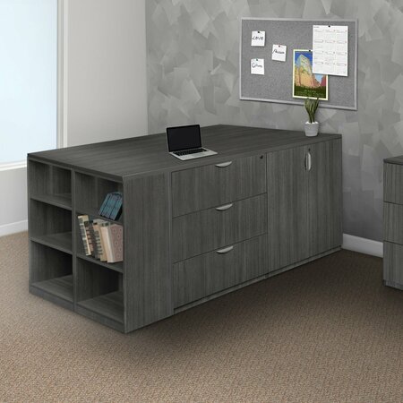 REGENCY Regency Legacy Stand Up 2 Storage Cabinet/ 2 Lateral File Quad with Bookcase End- Ash Grey LS2SC2LF8546AG